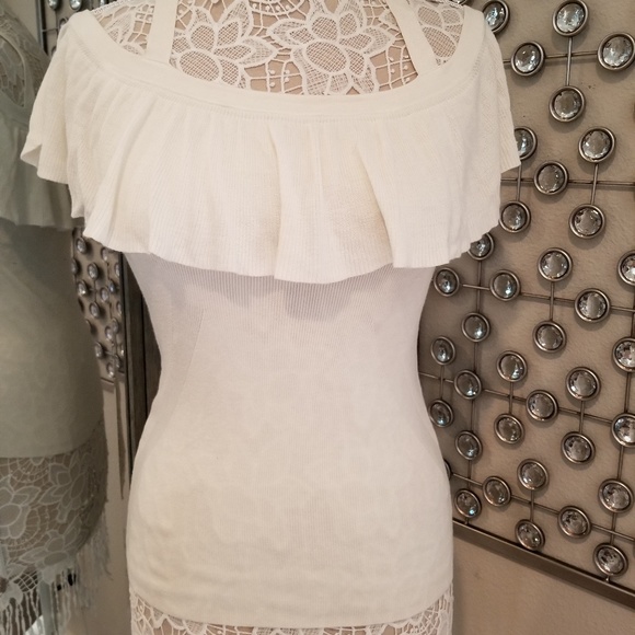 Express Tops - Off the shoulder white ruffle top Express Tops - Off the shoulder white ruffle top